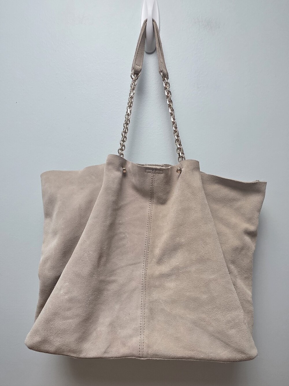 MNG | Suede Purse with Gold Chain Straps